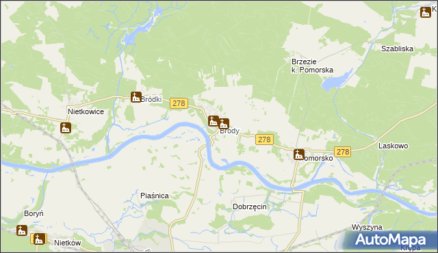 mapa Brody gmina Sulechów, Brody gmina Sulechów na mapie Targeo
