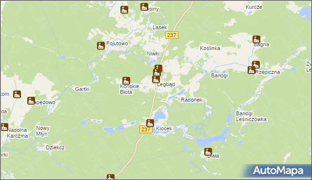 mapa Brody gmina Tuchola, Brody gmina Tuchola na mapie Targeo