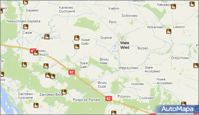 mapa Brody Małe gmina Mała Wieś, Brody Małe gmina Mała Wieś na mapie Targeo