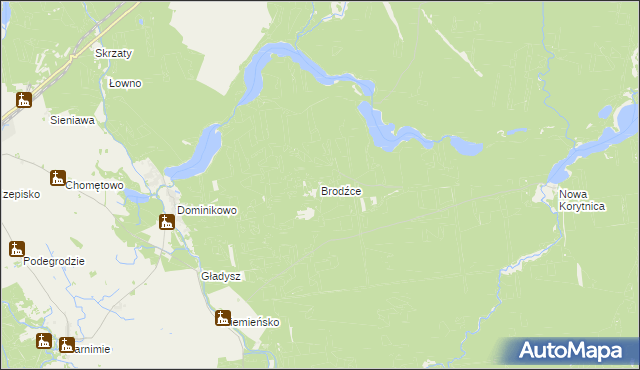 mapa Brodźce gmina Drawno, Brodźce gmina Drawno na mapie Targeo