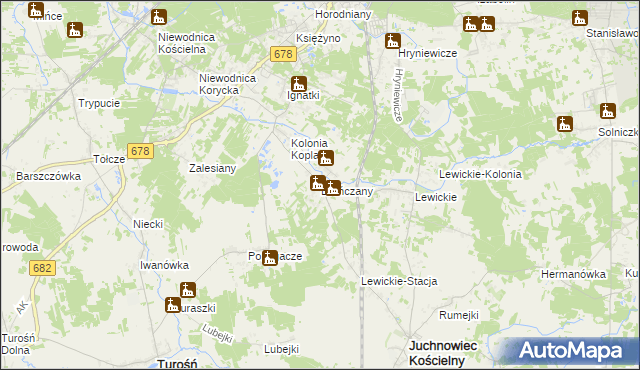 mapa Brończany, Brończany na mapie Targeo