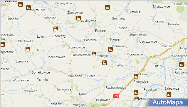 mapa Brończyce gmina Bejsce, Brończyce gmina Bejsce na mapie Targeo