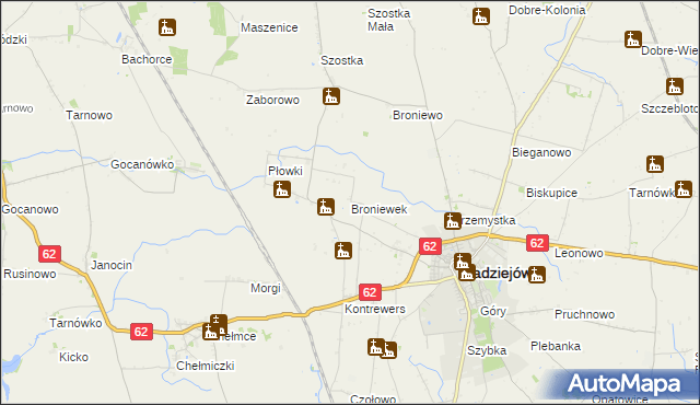 mapa Broniewek, Broniewek na mapie Targeo