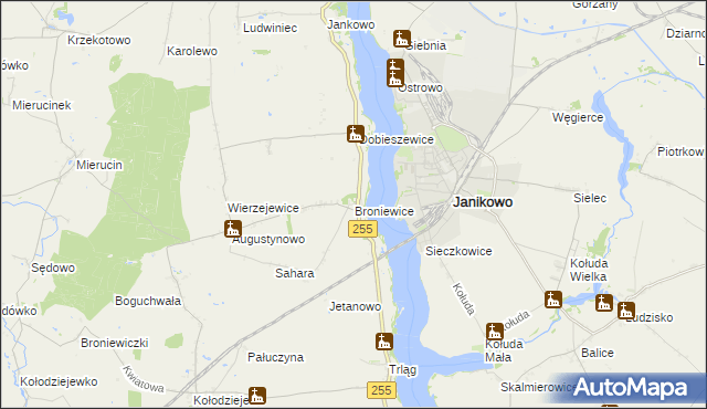 mapa Broniewice, Broniewice na mapie Targeo