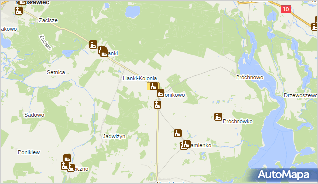 mapa Bronikowo gmina Mirosławiec, Bronikowo gmina Mirosławiec na mapie Targeo