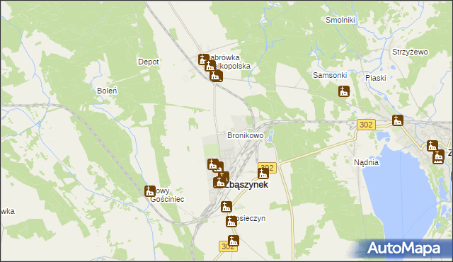 mapa Bronikowo gmina Zbąszynek, Bronikowo gmina Zbąszynek na mapie Targeo