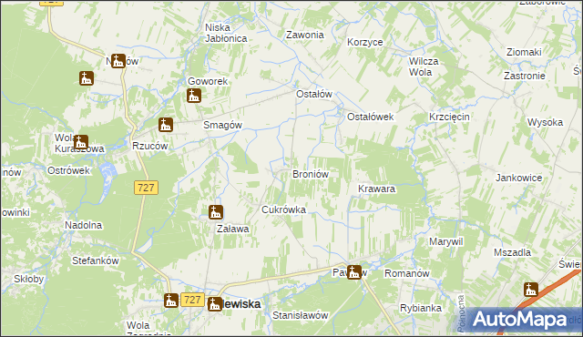 mapa Broniów, Broniów na mapie Targeo