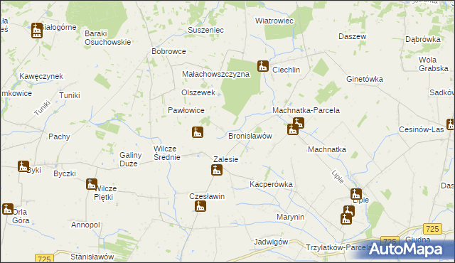 mapa Bronisławów gmina Błędów, Bronisławów gmina Błędów na mapie Targeo