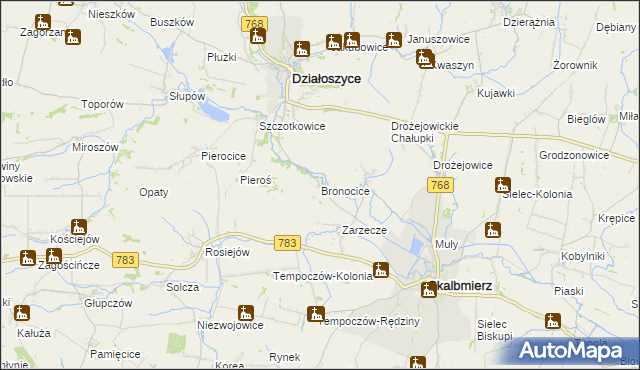 mapa Bronocice, Bronocice na mapie Targeo