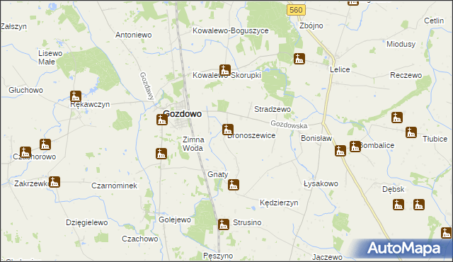 mapa Bronoszewice, Bronoszewice na mapie Targeo