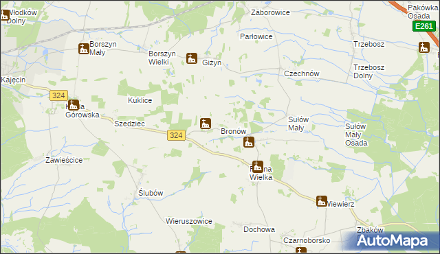 mapa Bronów gmina Góra, Bronów gmina Góra na mapie Targeo