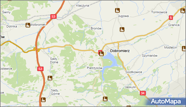 mapa Bronówek gmina Dobromierz, Bronówek gmina Dobromierz na mapie Targeo