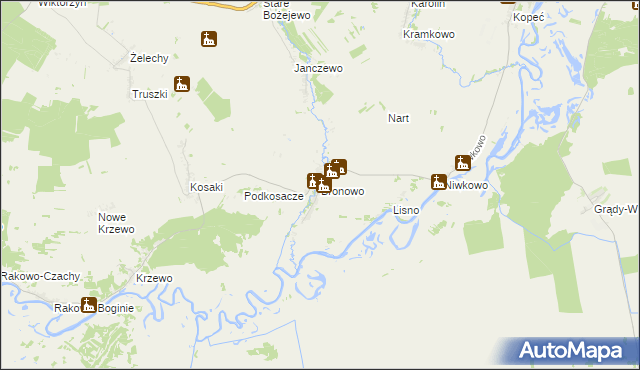 mapa Bronowo gmina Wizna, Bronowo gmina Wizna na mapie Targeo