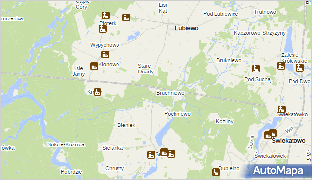 mapa Bruchniewo, Bruchniewo na mapie Targeo