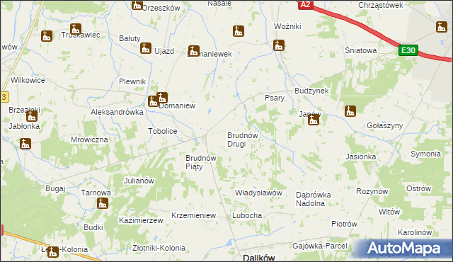 mapa Brudnów Drugi, Brudnów Drugi na mapie Targeo