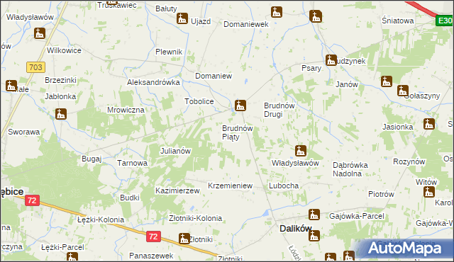 mapa Brudnów Stary, Brudnów Stary na mapie Targeo