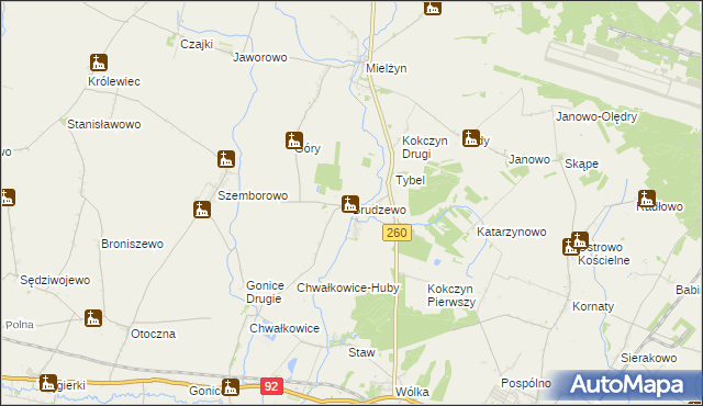 mapa Brudzewo gmina Strzałkowo, Brudzewo gmina Strzałkowo na mapie Targeo