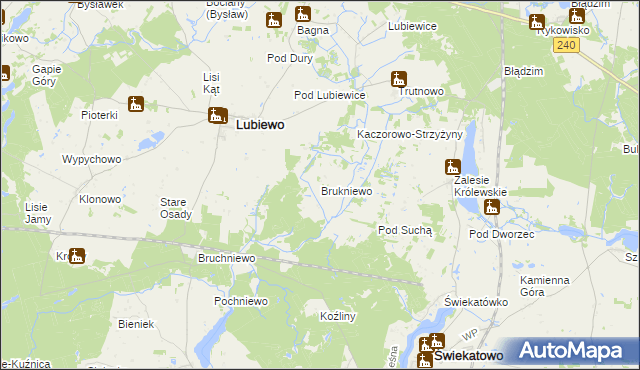 mapa Brukniewo, Brukniewo na mapie Targeo