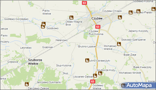 mapa Brulino-Lipskie, Brulino-Lipskie na mapie Targeo