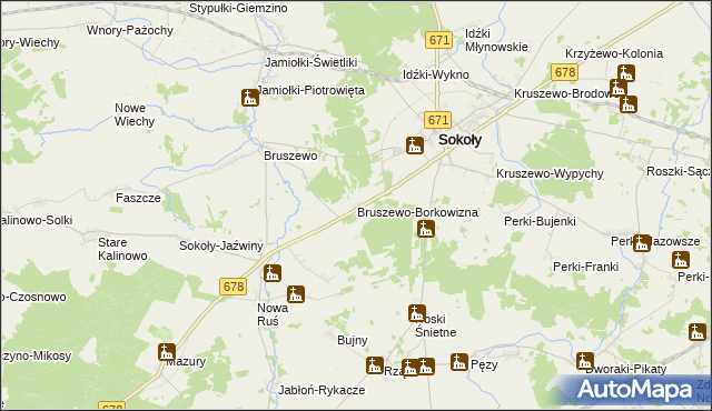 mapa Bruszewo-Borkowizna, Bruszewo-Borkowizna na mapie Targeo