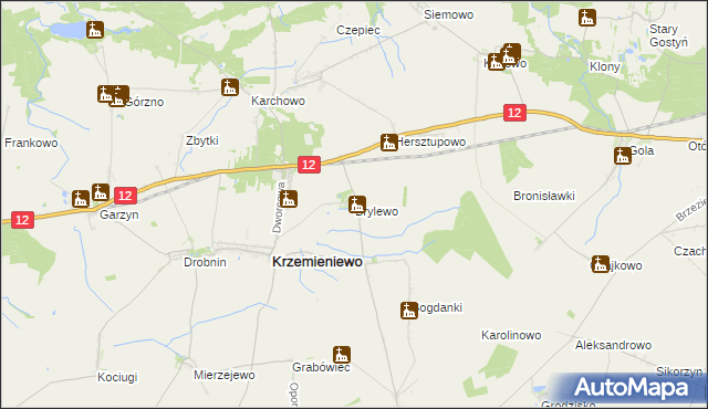 mapa Brylewo gmina Krzemieniewo, Brylewo gmina Krzemieniewo na mapie Targeo