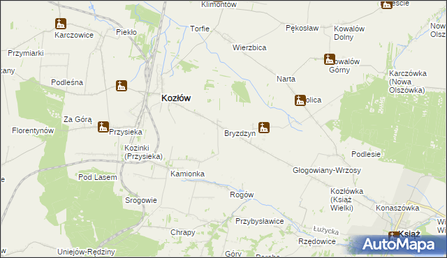 mapa Bryzdzyn, Bryzdzyn na mapie Targeo