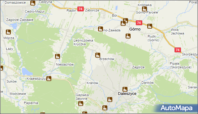 mapa Brzechów, Brzechów na mapie Targeo