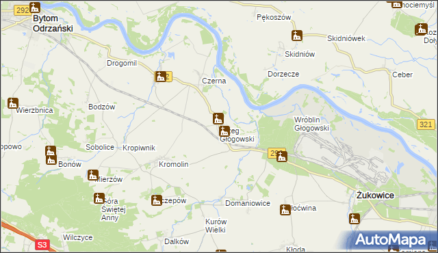 mapa Brzeg Głogowski, Brzeg Głogowski na mapie Targeo