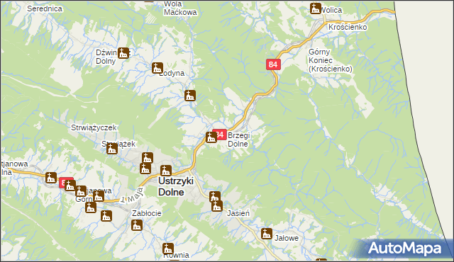 mapa Brzegi Dolne, Brzegi Dolne na mapie Targeo