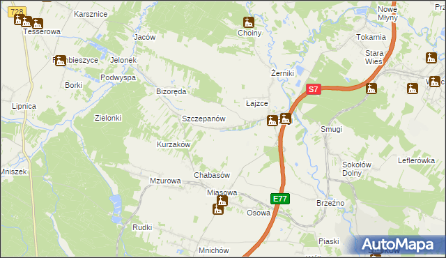 mapa Brzegi Małe, Brzegi Małe na mapie Targeo