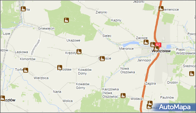 mapa Brzeście gmina Wodzisław, Brzeście gmina Wodzisław na mapie Targeo