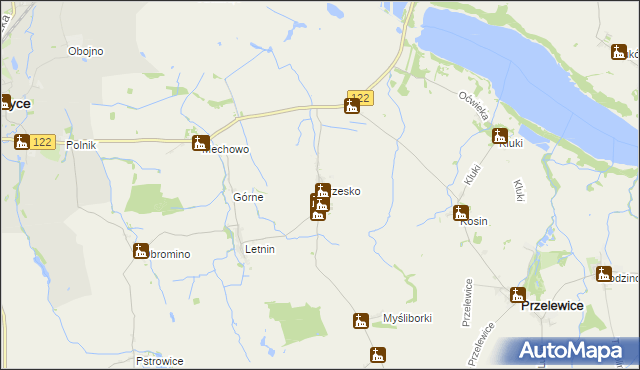 mapa Brzesko gmina Pyrzyce, Brzesko gmina Pyrzyce na mapie Targeo