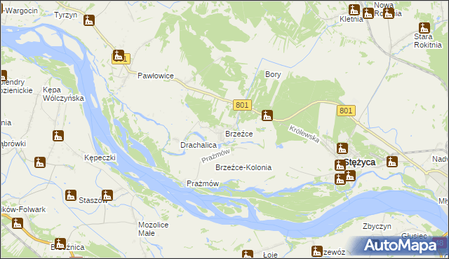 mapa Brzeźce gmina Stężyca, Brzeźce gmina Stężyca na mapie Targeo