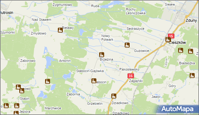 mapa Brzezina gmina Cieszków, Brzezina gmina Cieszków na mapie Targeo
