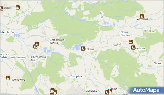 mapa Brzezinki gmina Jelcz-Laskowice, Brzezinki gmina Jelcz-Laskowice na mapie Targeo