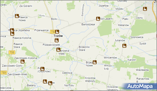 mapa Brzezinki Stare, Brzezinki Stare na mapie Targeo