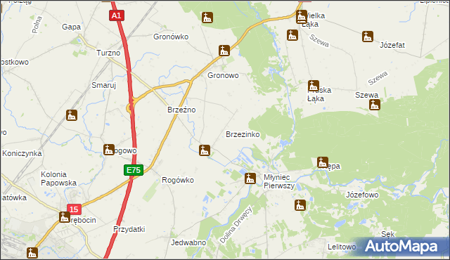 mapa Brzezinko, Brzezinko na mapie Targeo