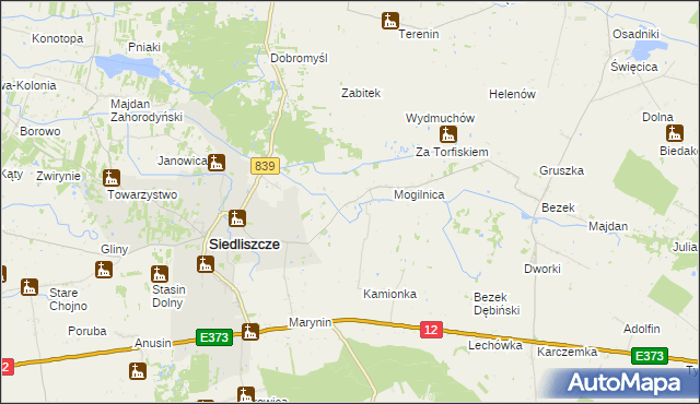 mapa Brzeziny gmina Siedliszcze, Brzeziny gmina Siedliszcze na mapie Targeo