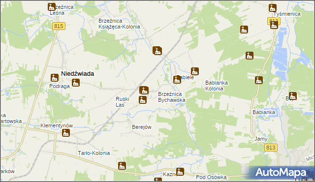 mapa Brzeźnica Bychawska, Brzeźnica Bychawska na mapie Targeo