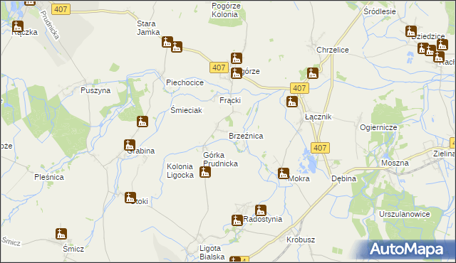 mapa Brzeźnica gmina Biała, Brzeźnica gmina Biała na mapie Targeo