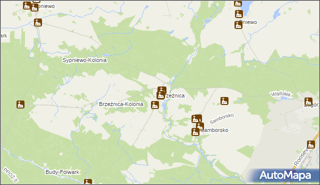 mapa Brzeźnica gmina Jastrowie, Brzeźnica gmina Jastrowie na mapie Targeo