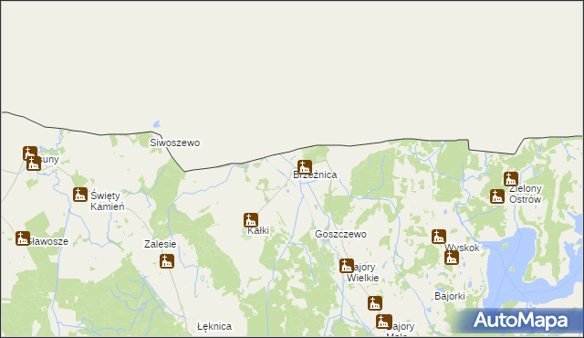 mapa Brzeźnica gmina Srokowo, Brzeźnica gmina Srokowo na mapie Targeo