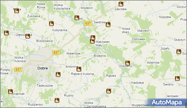 mapa Brzeźnik gmina Wierzbno, Brzeźnik gmina Wierzbno na mapie Targeo