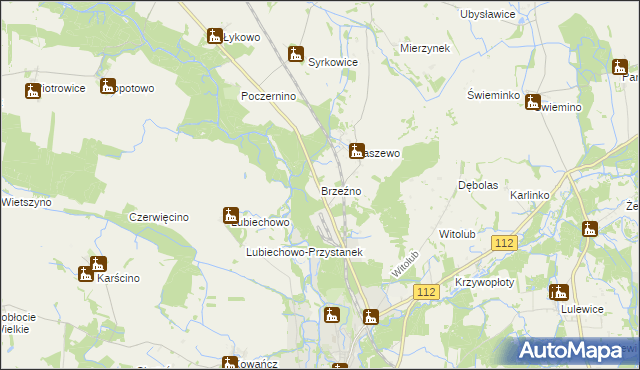 mapa Brzeźno gmina Karlino, Brzeźno gmina Karlino na mapie Targeo