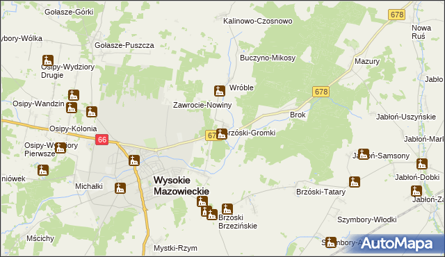 mapa Brzóski-Gromki, Brzóski-Gromki na mapie Targeo