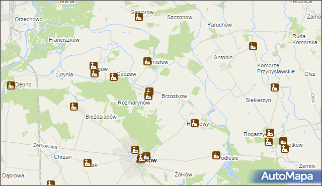 mapa Brzóstków, Brzóstków na mapie Targeo