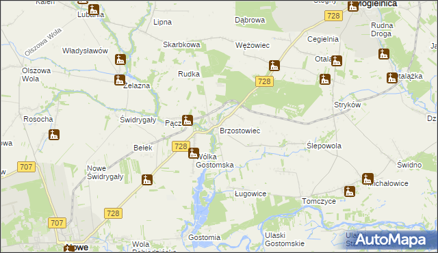 mapa Brzostowiec, Brzostowiec na mapie Targeo