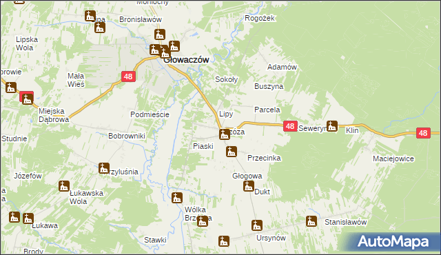 mapa Brzóza, Brzóza na mapie Targeo