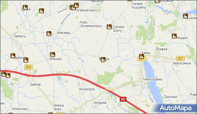 mapa Brzoza gmina Duszniki, Brzoza gmina Duszniki na mapie Targeo