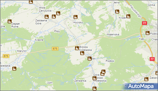 mapa Brzóza Królewska, Brzóza Królewska na mapie Targeo